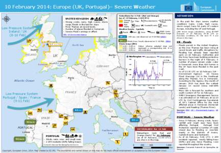 10 February 2014: Europe (UK, Portugal)– Severe Weather MeteoAlarm for 11 Feb (Red and Orange) (as of 10 February, 12:00 UTC) Orange Thunderstorms Rain