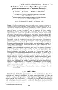 Revue des Energies Renouvelables Vol. 17 N° – 609  Valorisation de la biomasse lignocellulosique pour la production de bioéthanol de deuxième génération N. Eloutassi