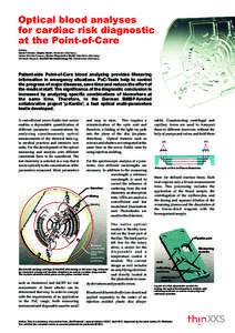 Optical blood analyses for cardiac risk diagnostic at the Point-of-Care Authors: Daniel Rohleder, Dioptic GmbH, Weinheim (Germany) Valérie Winckler-Desprez, Roche Diagnostics GmbH, Mannheim (Germany)