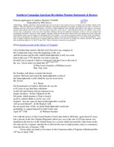Southern Campaign American Revolution Pension Statements & Rosters Pension application of Andrew McGuire VAS608 Transcribed by Will Graves vsl 9VA[removed]