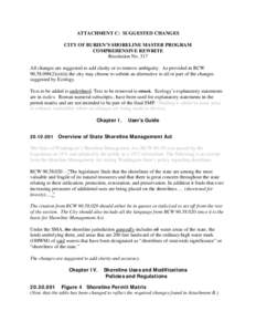 ATTACHMENT C: SUGGESTED CHANGES CITY OF BURIEN’S SHORELINE MASTER PROGRAM COMPREHENSIVE REWRITE Resolution No. 317 All changes are suggested to add clarity or to remove ambiguity. As provided in RCW[removed]e)(ii)