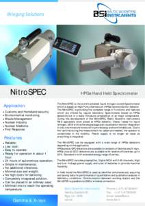 NitroSPEC Application Customs and Homeland security Environmental monitoring Waste Management Nuclear Industry