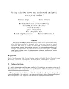 Fitting volatility skews and smiles with analytical stock-price models  Damiano Brigo Fabio Mercurio