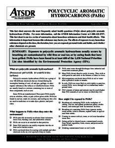 POLYCYCLIC AROMATIC  HYDROCARBONS (PAHs) Agency for Toxic Substances and Disease Registry ToxFAQs