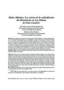 Radio Atlántico: Los inicios de la radiodifusión del Movimiento en Las Palmas de Gran Canaria*