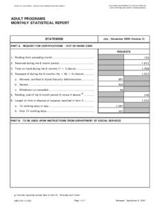 CALIFORNIA DEPARTMENT OF SOCIAL SERVICES DATA SYSTEMS AND SURVEY DESIGN BUREAU STATE OF CALIFORNIA - HEALTH AND HUMAN SERVICES AGENCY  ADULT PROGRAMS