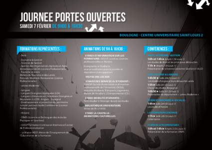 Journee portes ouvertEs Samedi 7 février de 9h00 à 16h30 BOULOGNE - CENTRE UNIVERSITAIRE SAINT LOUIS 2  FORMATIONS REPRÉSENTÉES :