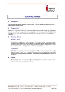 ACN[removed]EXTERNAL AUDITOR 1.  Introduction