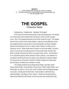 African American music / Boris Kodjoe / Gospel music / Gospel / Donnie McClurkin / Martha Munizzi / Christianity / Films / The Gospel