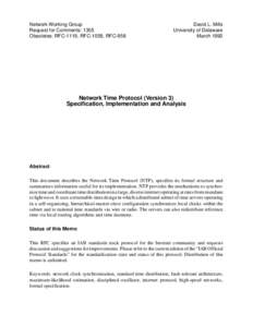 Network Working Group Request for Comments: 1305 Obsoletes: RFC-1119, RFC-1059, RFC-958 David L. Mills University of Delaware