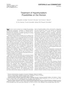 Treatment of Hypothyroidism: Possibilities on the Horizon