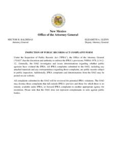 New Mexico Office of the Attorney General HECTOR H. BALDERAS Attorney General  ELIZABETH A. GLENN