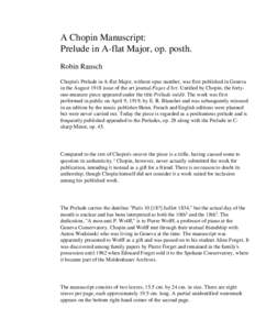 A Chopin Manuscript: Prelude in A-flat Major, op. posth.