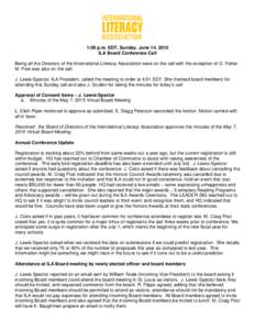 ILA Board Minutes June 14, 2015