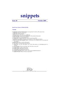 SnippetsOctoberSpecial issue in honor of Manfred Krifka