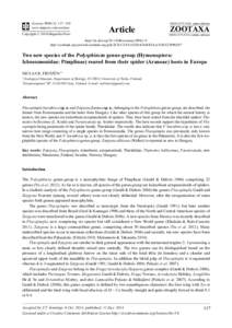 Two new species of the Polysphincta genus-group (Hymenoptera: Ichneumonidae: Pimplinae) reared from their spider (Araneae) hosts in Europe