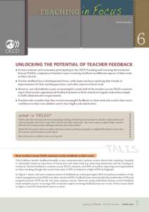 Educational psychology / Organisation for Economic Co-operation and Development / Programme for International Student Assessment / Teacher education / Teacher / Talis Group / Peer feedback / Classroom management / Education / Educational research / Teaching