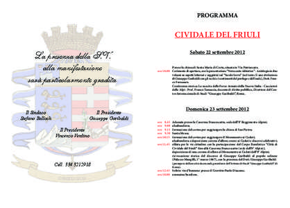 d PROGRAMMA CIVIDALE DEL FRIULI  La presenza della S.V.