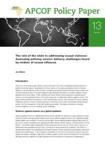 APCOF Policy Paper  13 AugustThe role of the state in addressing sexual violence: