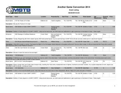 Another Game Convention 2014 Event Listing[removed]:22 Event Type  Event