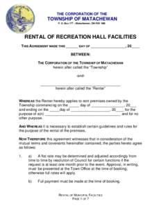 Microsoft Word - Recreation Hall Rental Agreement - Copy