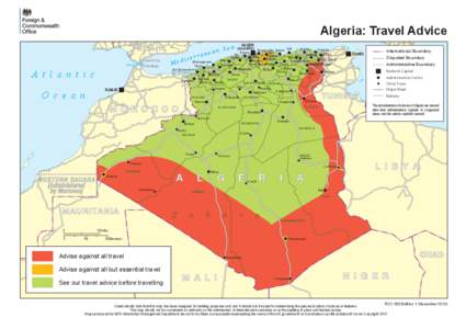 Algeria: Travel Advice SPAIN Strait of Gibralt A t l a n t i c O c e a n