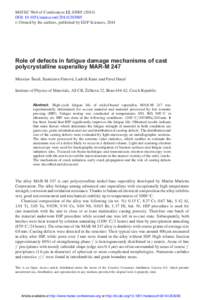 MATEC Web of Conferences 12, DOI: matecconf  C Owned by the authors, published by EDP Sciences, 2014  Role of defects in fatigue damage mechanisms of cast