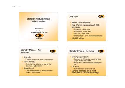 Standby Product Profile - Clothes Washers