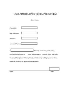 Microsoft Word - UNCLAIMED MONEY REDEMPTION FORM Wyandot County.docx