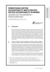 BRIEFING PAPER TWO  WHERE PUBLIC-SECTOR ACCOUNTABILITY MEETS PRIVATESECTOR ACCOUNTABILITY IN MINING LESSONS ON TRANSPARENCY FROM MARIKANA