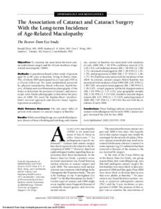 Blindness / Cataract / Macular degeneration / Maculopathy / Drusen / Retinal detachment / Retinal pigment epithelium / Glaucoma / Intraocular lens / Ophthalmology / Medicine / Health