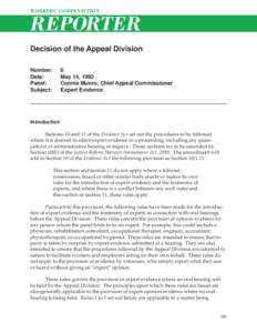 WORKERS’ COMPENSATION  REPORTER Decision of the Appeal Division Number: Date: