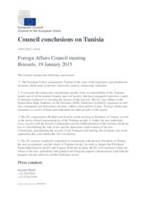 European Council Council of the European Union Council conclusions on Tunisia[removed] | 10:30