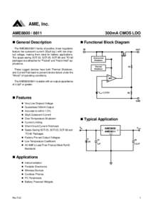 AME, Inc. AME8800[removed]n General Description 300mA CMOS LDO n Functional Block Diagram