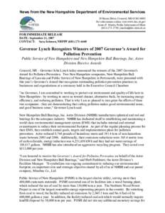 News from the New Hampshire Department of Environmental Services  29 Hazen Drive, Concord, NH 03302­0095  For information online, visit www.des.nh.gov  James P. Martin, Public Information Office