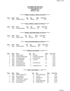 Page 1 ofMARCH 5K TRAIL RUN ATLANTA TRACK CLUB CONYERS, GA MARCH 2, 2013