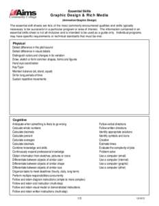 Essential Skills  Graphic Design & Rich Media (Animation/Graphic Design)  The essential skill sheets are lists of the most commonly encountered qualities and skills typically