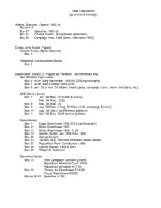 1956 CAMPAIGN (speeches & strategy) Adams, Sherman: Papers, [removed]Boxes 1-4 Box 27
