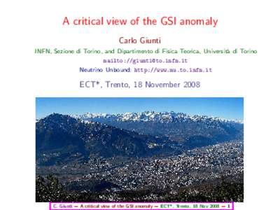 A critical view of the GSI anomaly�erved@d = *@let@token