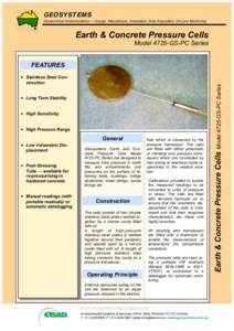 GEOSYSTEMS Geotechnical Instrumentation — Design, Manufacture, Installation, Data Acquisition, On-Line Monitoring Earth & Concrete Pressure Cells  Model 4725-GS-PC Series