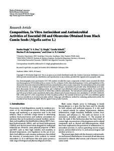 Composition, In Vitro Antioxidant and Antimicrobial Activities of Essential Oil and Oleoresins Obtained from Black Cumin Seeds (Nigella sativa L.)