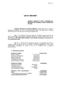 Página 1 de 3  LEI Nº ESTIMA A RECEITA E FIXA A DESPESA DO MUNICÍPIO DE ILHABELA, PARA O EXERCÍCIO