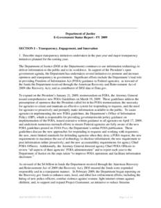 Criminal records / Freedom of Information Act / United States Department of Justice / Data.gov / Federal Bureau of Investigation / Criminal Justice Information Services Division / Enterprise architecture / Office of the Inspector General / Administration of federal assistance in the United States / Government / Inspectors general / Freedom of information legislation