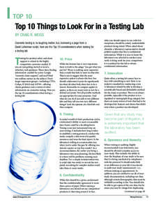 TOP 10  Top 10 Things to Look For in a Testing Lab