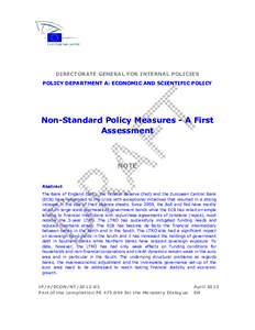 DIRECTORATE GENERAL FOR INTERNAL POLICIES POLICY DEPARTMENT A: ECONOMIC AND SCIENTIFIC POLICY Non-Standard Policy Measures - A First Assessment