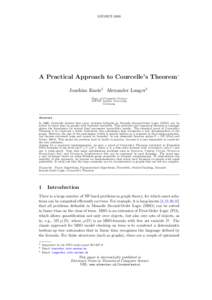 MEMICS[removed]A Practical Approach to Courcelle’s Theorem 1