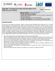 RAPPORT TECHNIQUE D’ANALYSE DES RESULTATS (HEA Outcome Analysis) PAYS :  Mauritanie