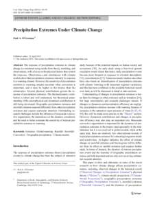 Curr Clim Change Rep:49–59 DOIs40641EXTREME EVENTS (A SOBEL AND SJ CAMARGO, SECTION EDITORS)  Precipitation Extremes Under Climate Change