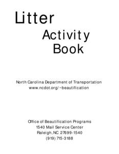 Litter  Activity Book  North Carolina Department of Transportation