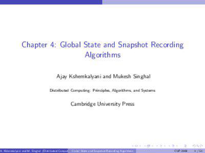 Chapter 4: Global State and Snapshot Recording Algorithms